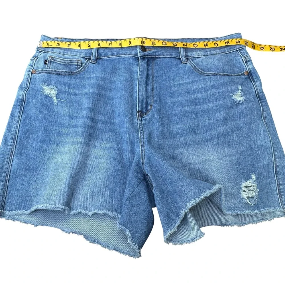 Judy Blue Denim Shorts Bundle of 2 Light & Medium Wash Distressed Raw Hem 3X